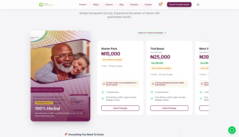 Holis Botanicals website — NAFDAC-certified herbal supplements